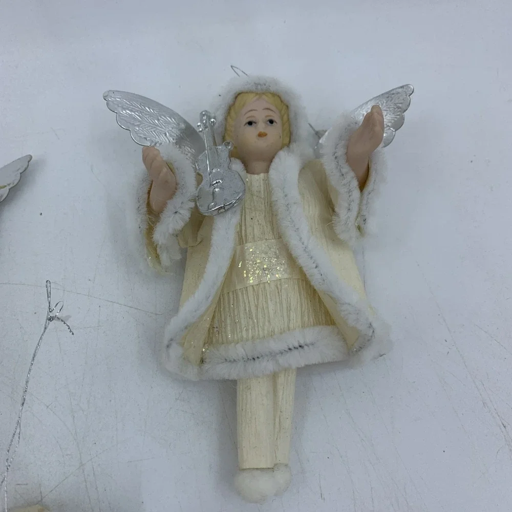 Vintage Christmas Holiday Ornaments Musical Angels Paper Victorian Cottagecore 5